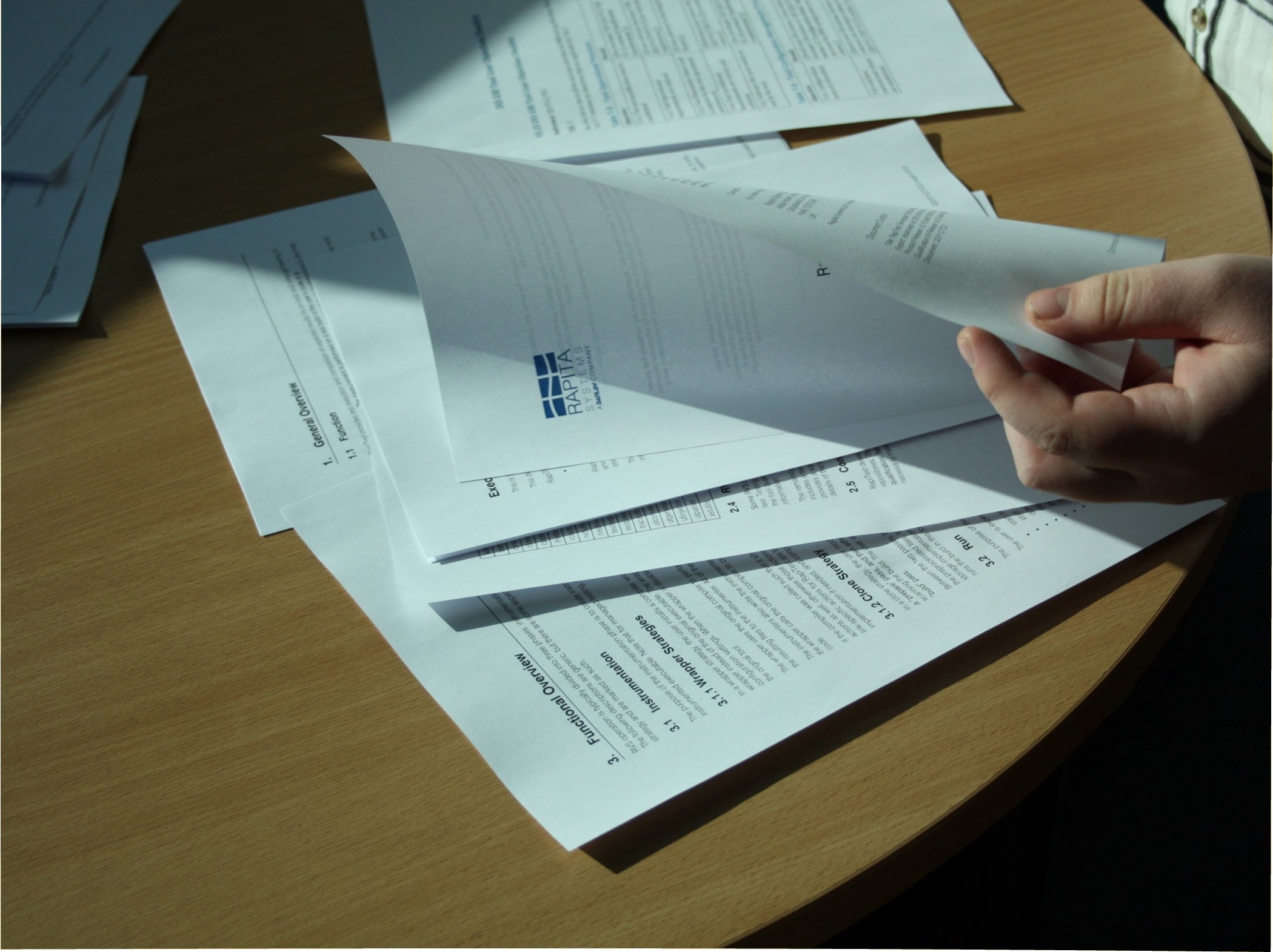 Person going through documents